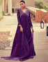 real gerogette trendy designer party wear gown gown with embroidery work and deep violet dupatta ie-5402 Front View